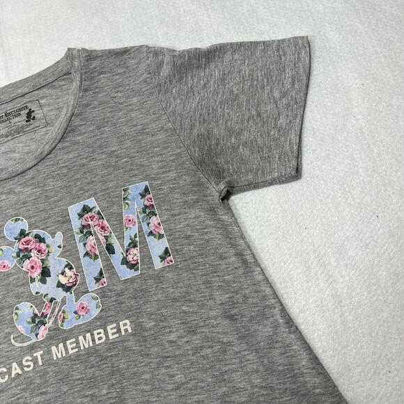 Disney Cast Exclusive Collection Women's Large Short Sleeve Gray Floral T Shirt - Picture 3 of 12